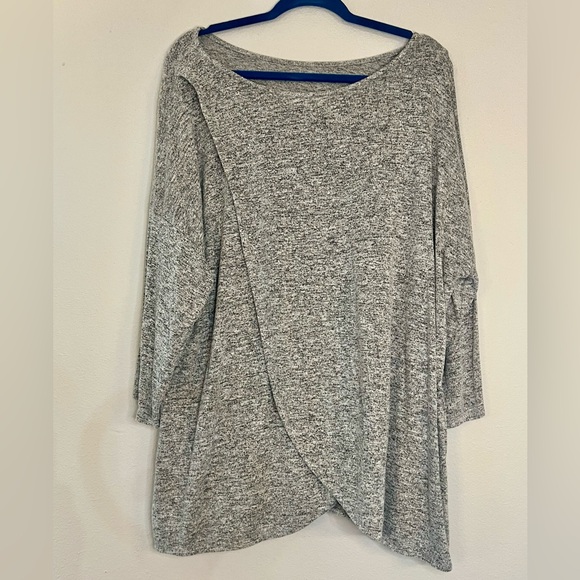 3X Gibson Tulip Front, 3/4 Sleeve, Heather Gray Sweater - Picture 1 of 1